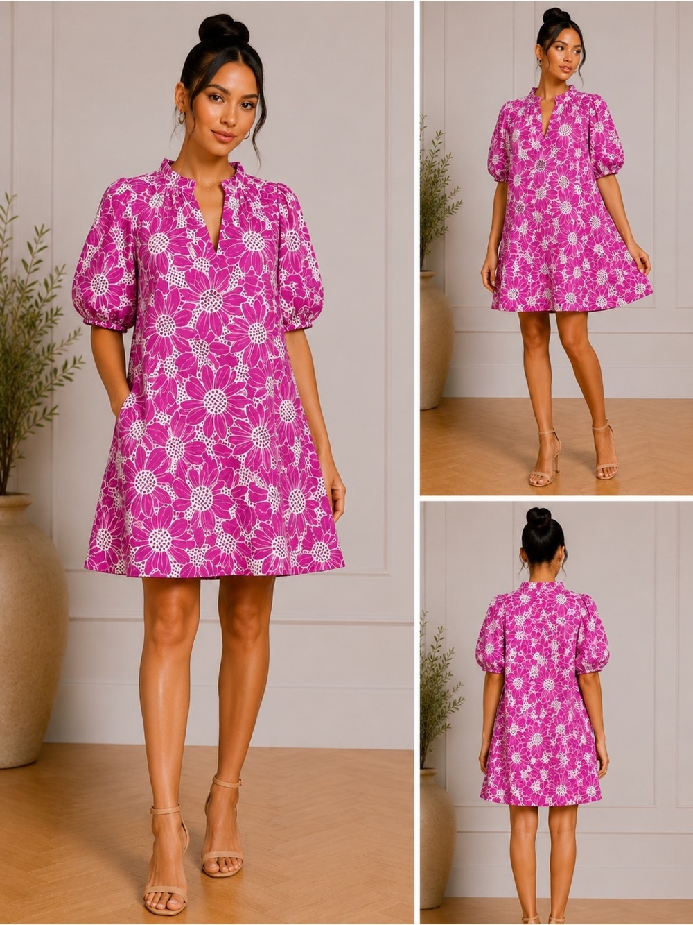 Avara Pink Floral Embroidered Shift Dress NWT Statement Boutique Small